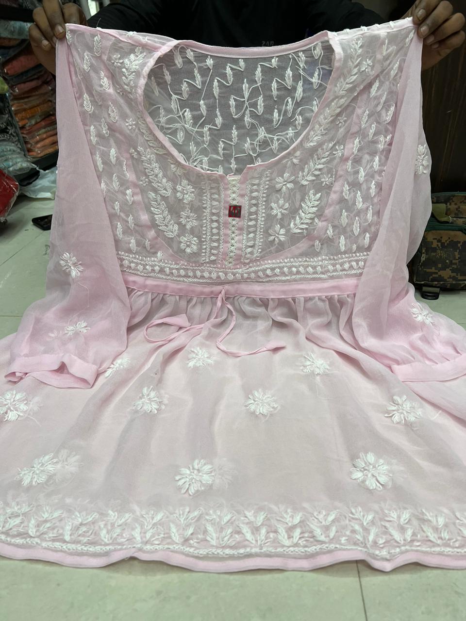 Georgette Chikankari Short Kurtis/Tops