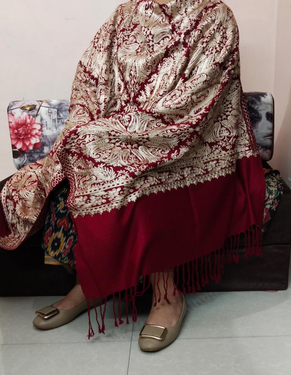 Unisex Stoles with Kashmiri Aari Work(Pashmina)