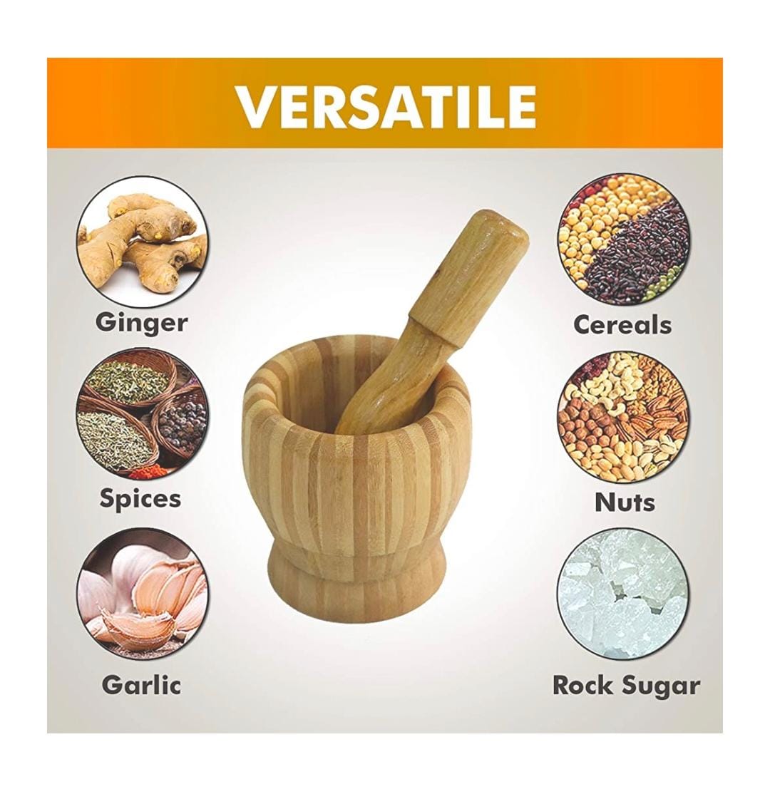Bamboo Mortar Pestle Set