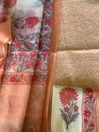 Kota Doriya Shirt with Jall Embroidery and block print Dupatta n Bottom