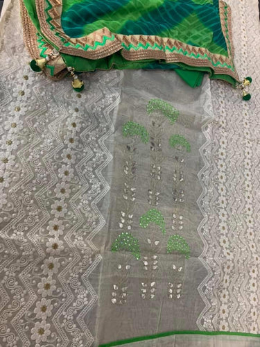 Chanderi Lucknowi Work Shirt with Bottom n Dupatta
