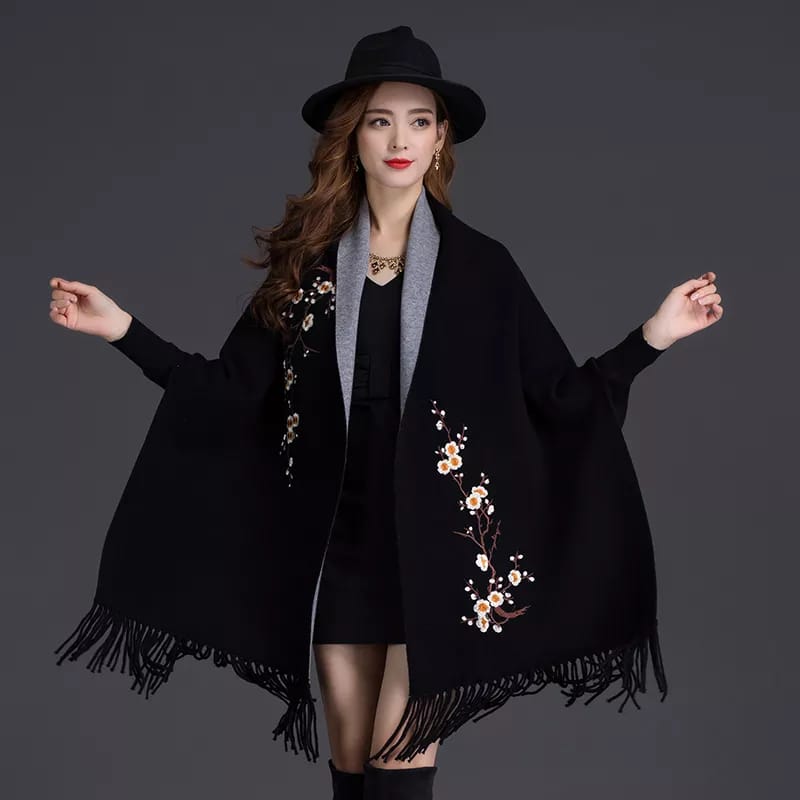 Embroidery Sleeves Poncho/Shawl