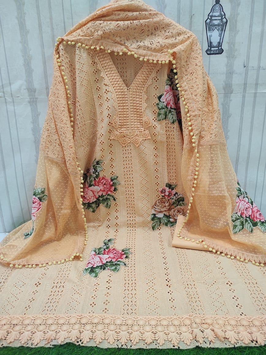 Cotton Chikan Shirt with crochet