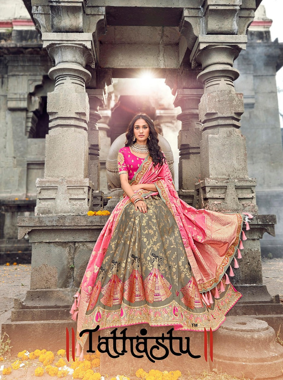 Jacqard Silk Lehengas