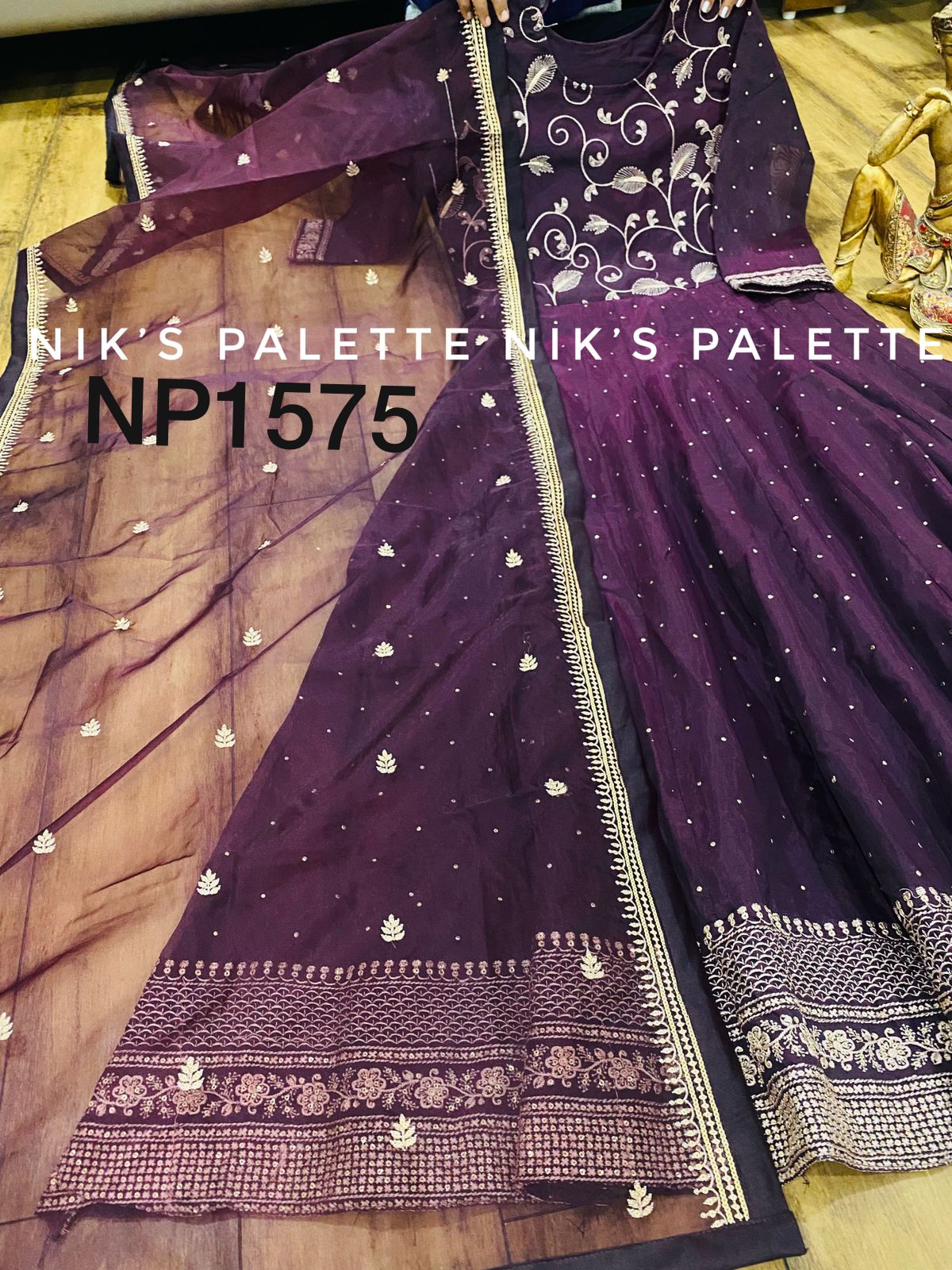 Viscose Modal Chanderi Anarkali with badla work