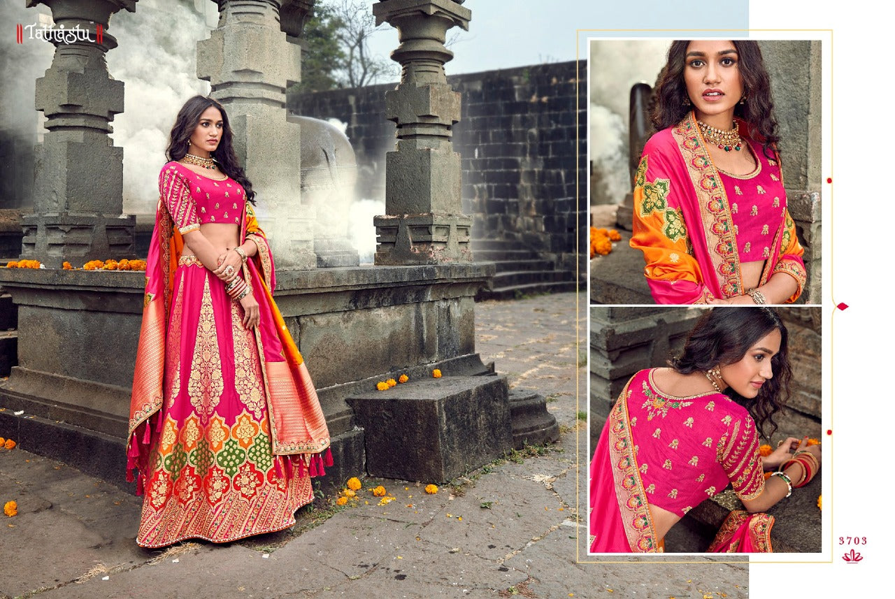 Jacqard Silk Lehengas