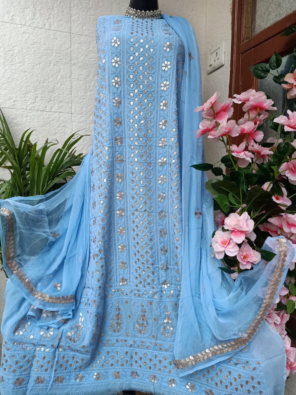 Viscose Georgette Gorgeous Chikankari Kurta n Dupatta Set