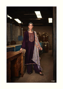 Velvet Embroidery Top n Stole with Pashmina Bottom