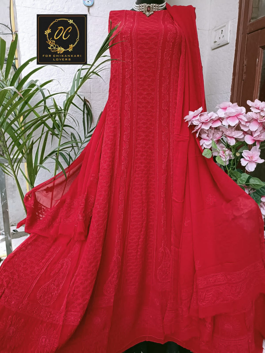 Viscose Georgette Chikankari Anarkali