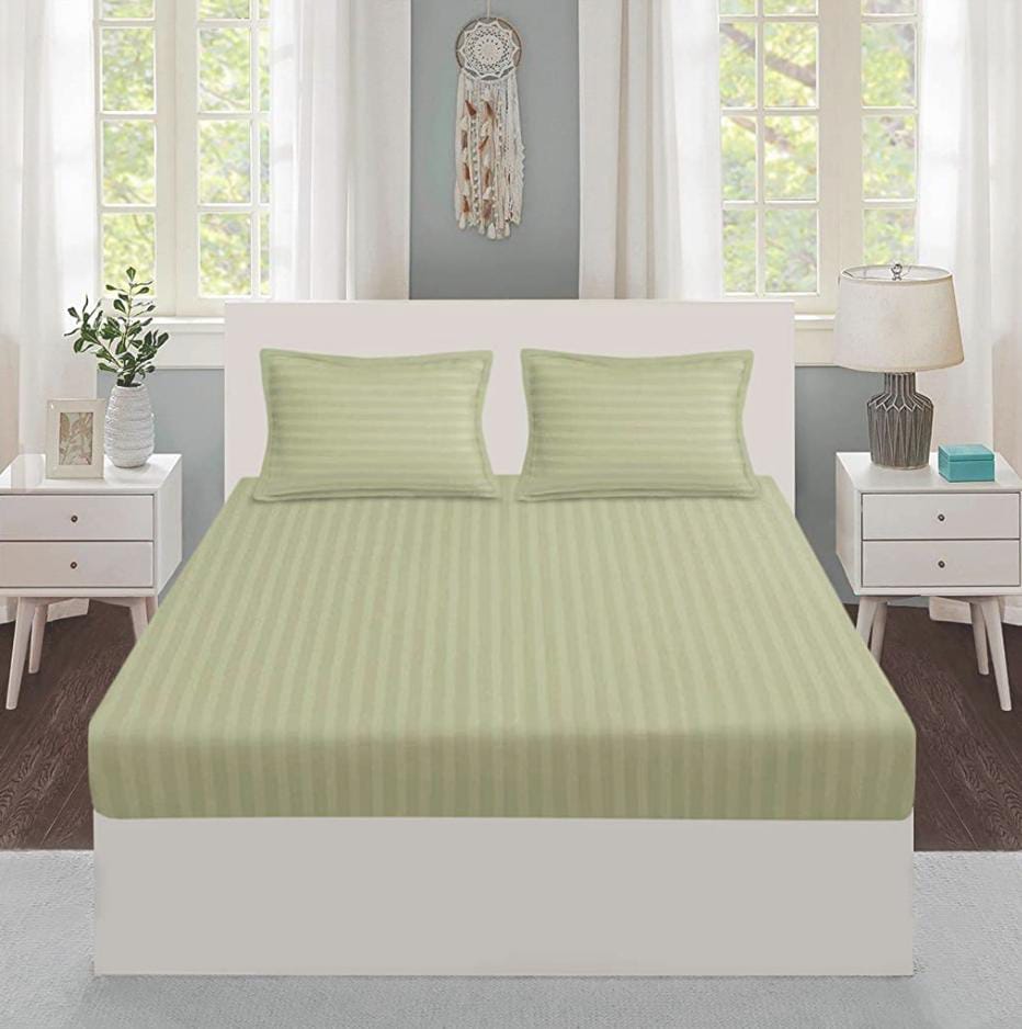 Satin Stripes King-Size Fitted Bedding Set