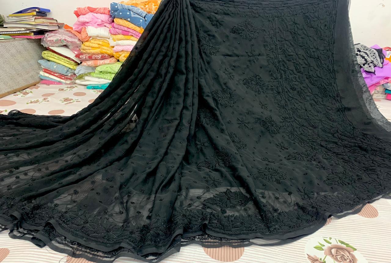 Georgette Sarees with resham keel work