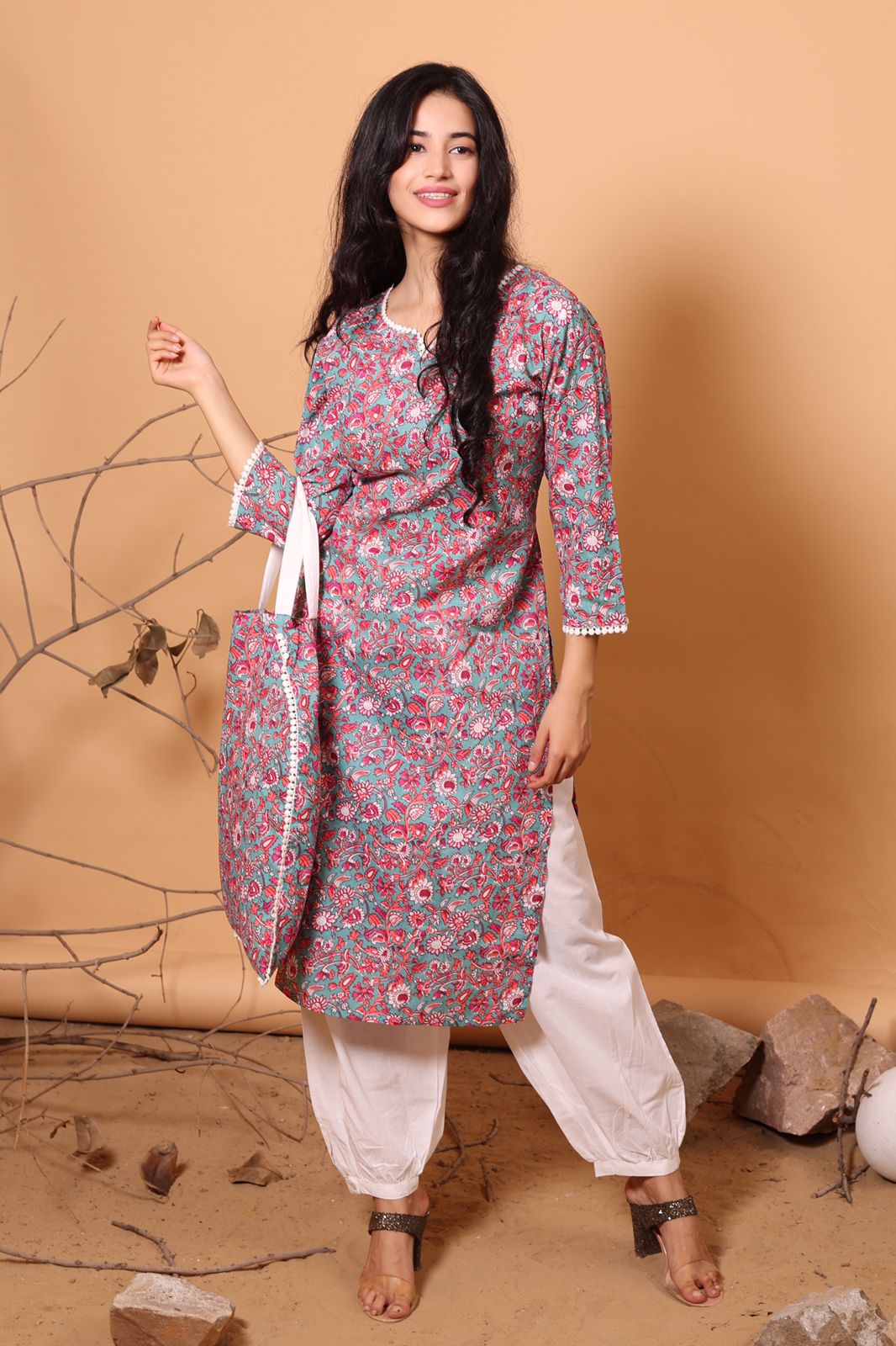 Cotton Kurti with Afgani Salwar – Handicrafts Galleria