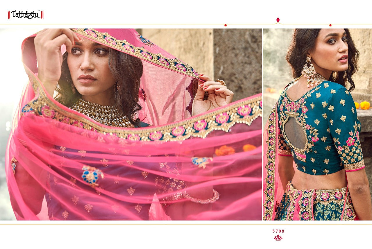 Jacqard Silk Lehengas