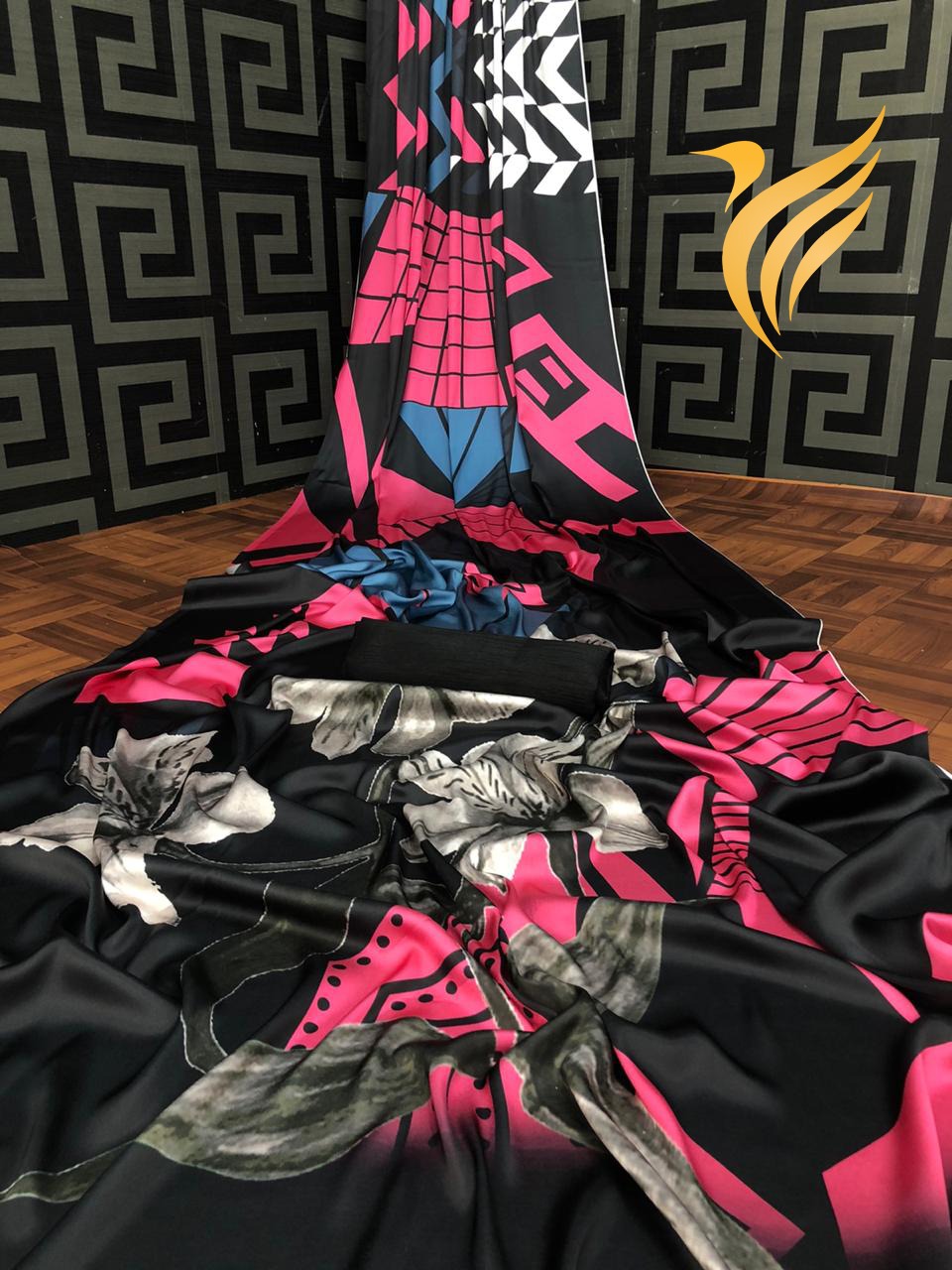 Printed Satin Saree
