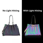 Reflective Leather Drawstring Tote Bag