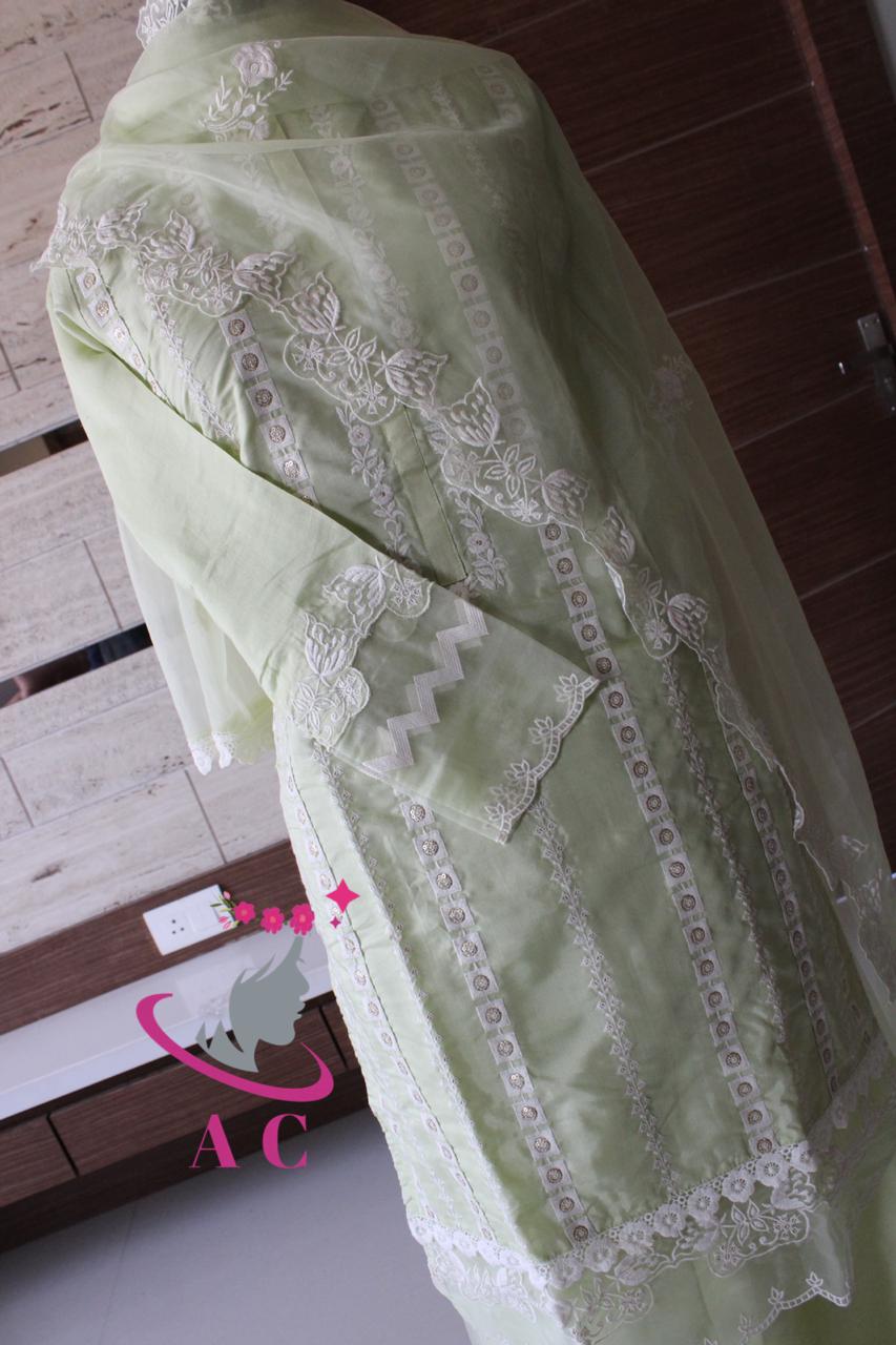 Cotton Silk Stitched Shirt(Embroidered) with Palazzo