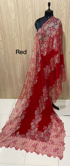 Micro Velvet stoles with knitted zari lace