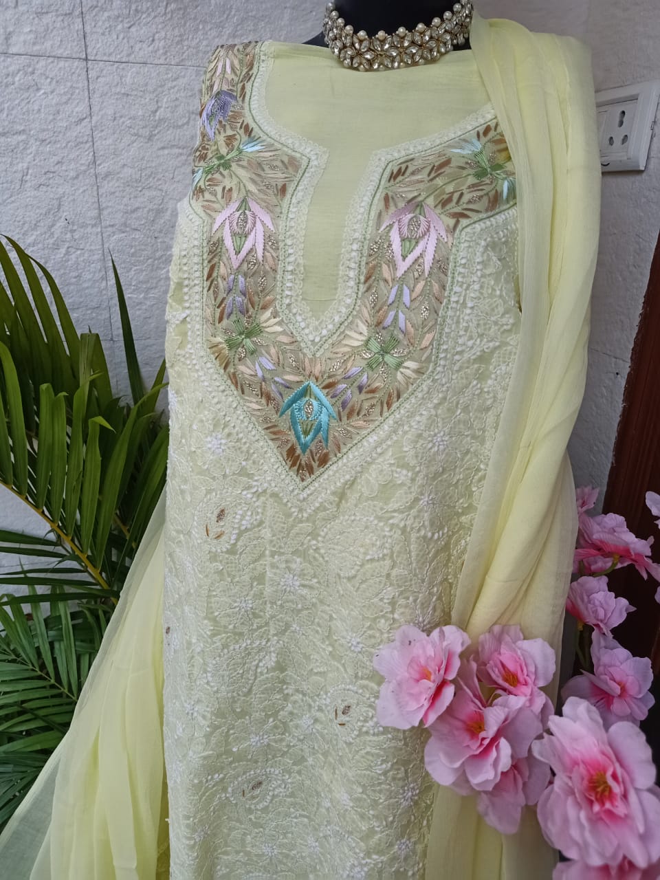 Exquisite Chikankari Suits with Parsi Gara Embroidery