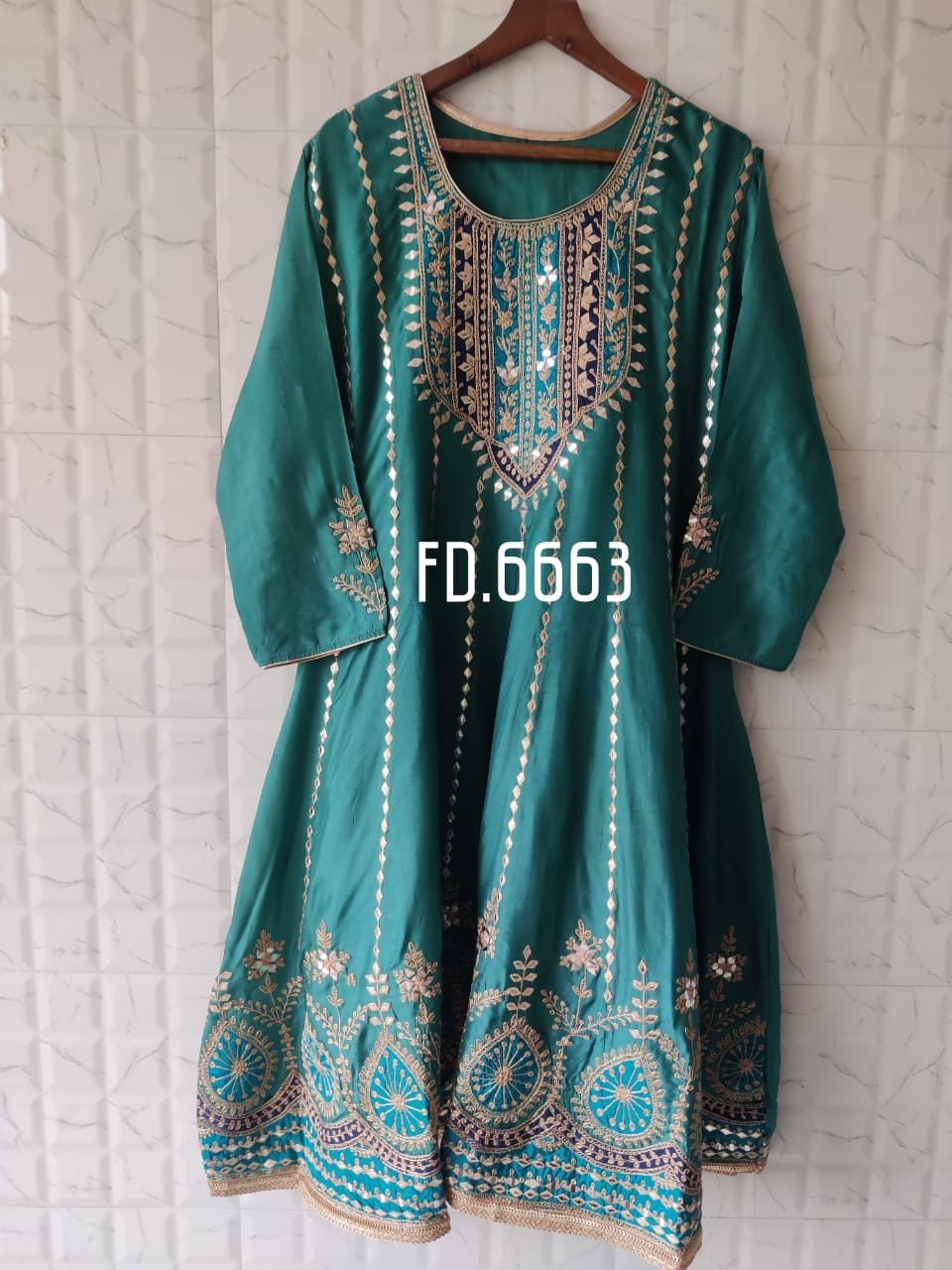Upada Silk Short Anarkali with Salwar