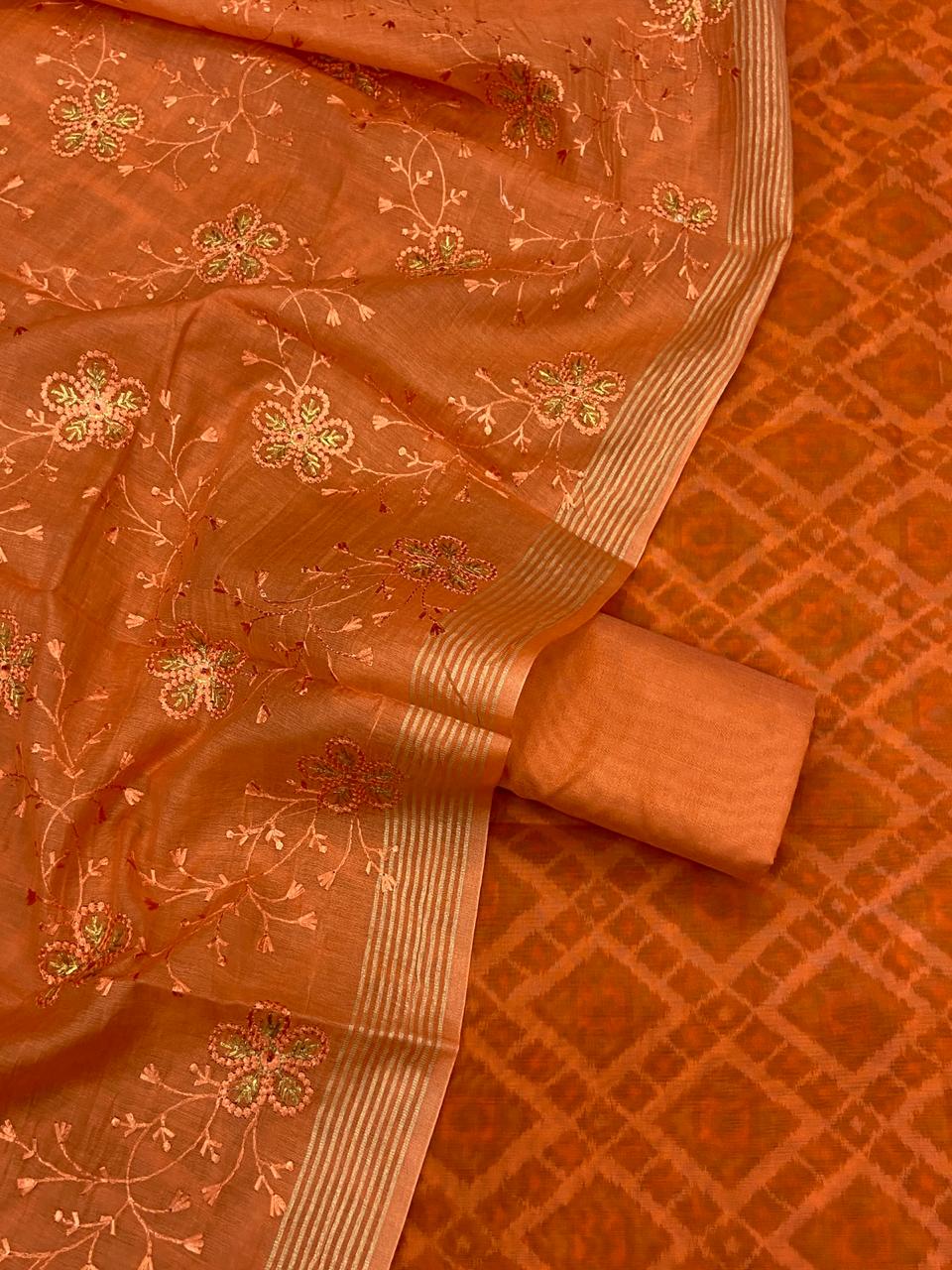 Handloom Chanderi with zari boota