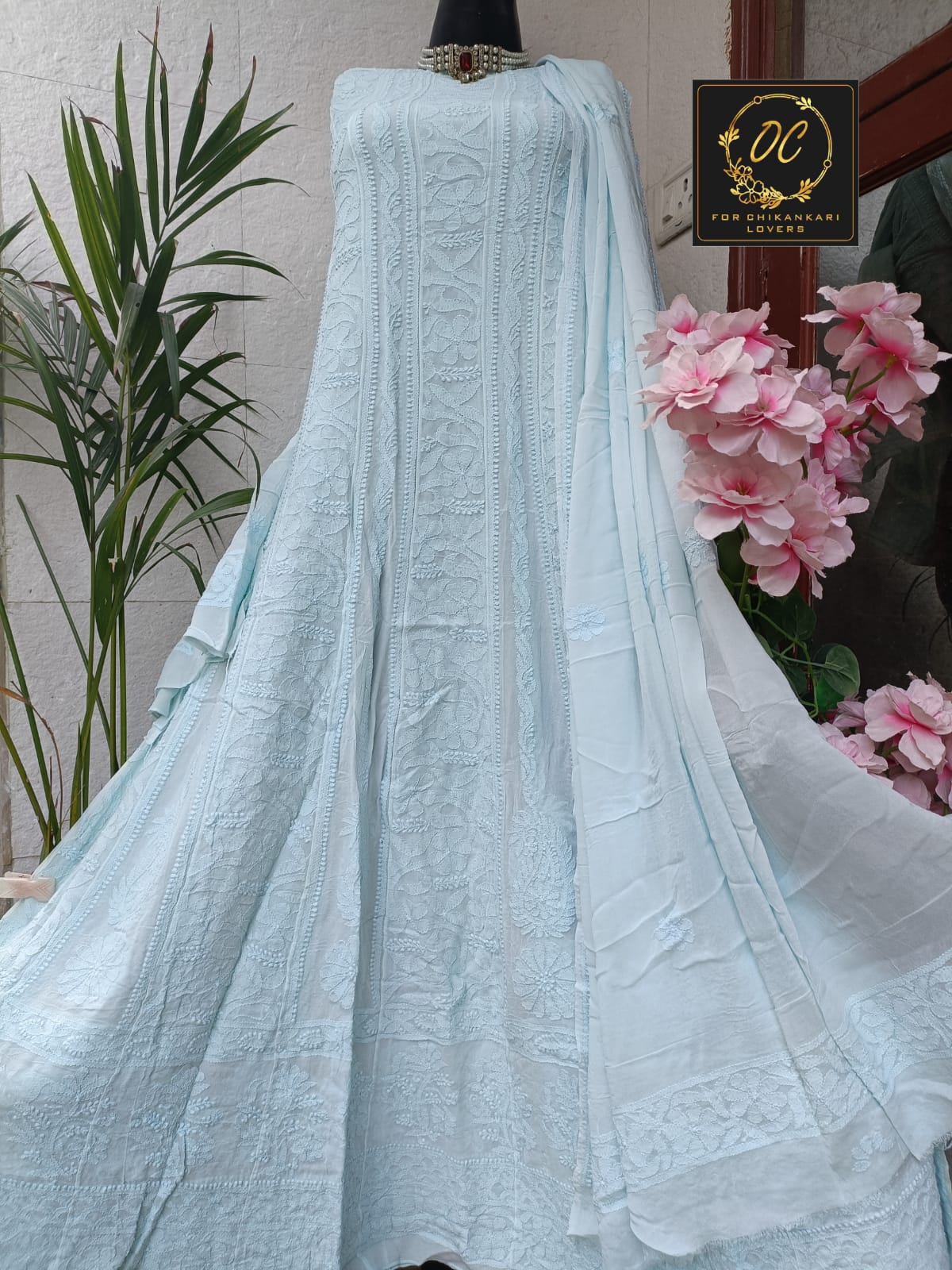 Viscose Georgette Chikankari Anarkali