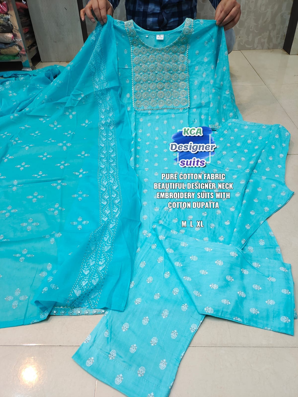 Stitched Cotton Designer Kurti Pant Sets