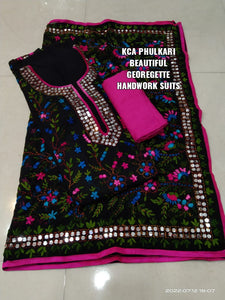 Georgette Kantha Work Embroidered Suits