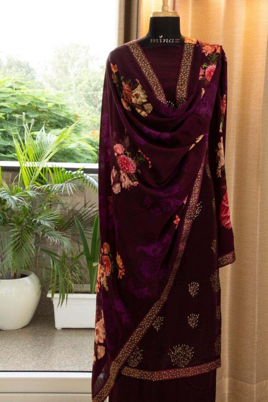 Pretty Crepe Suit (Plum Color)