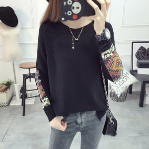 Patch Sleeves Sweater tops