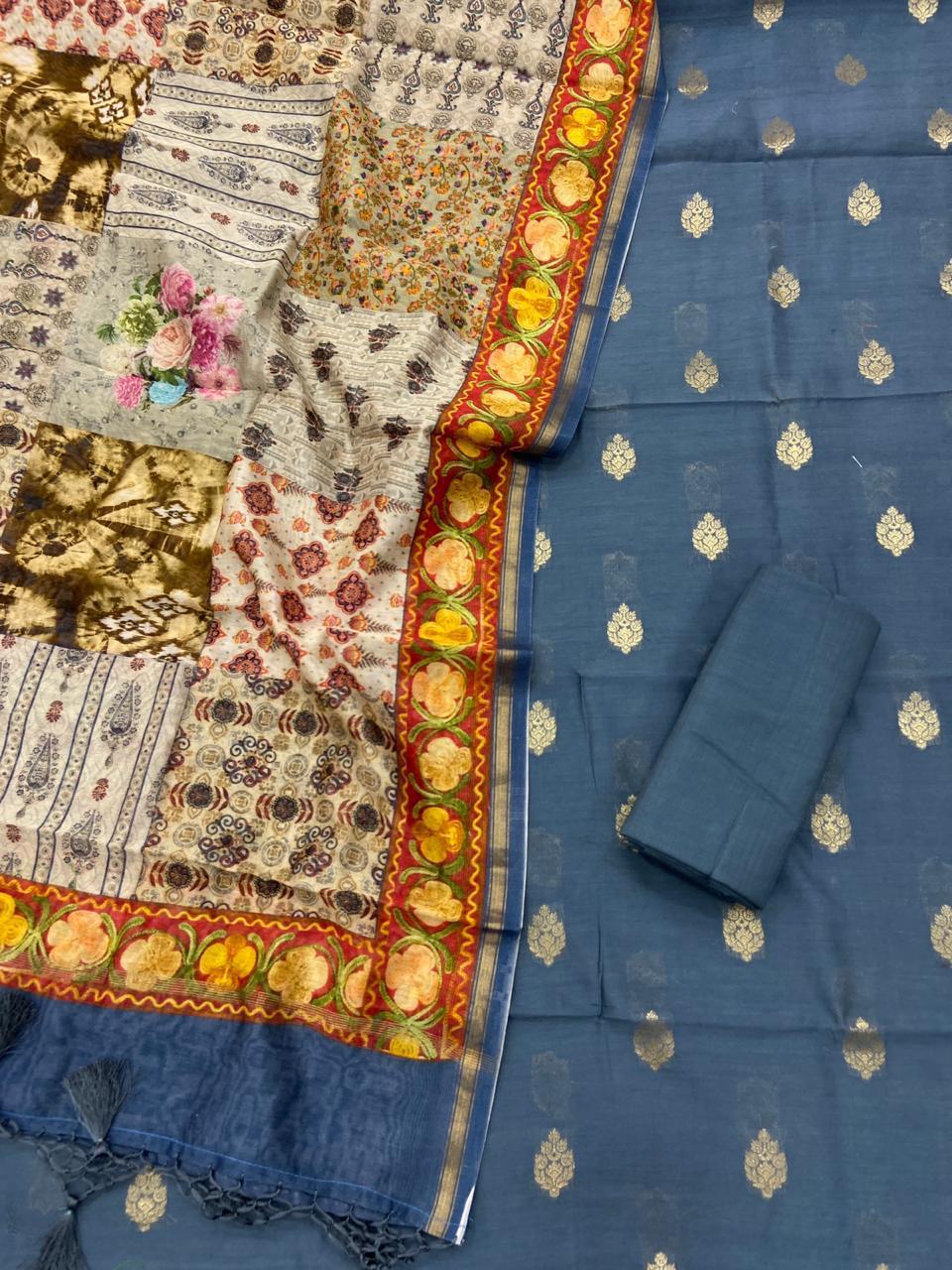 Handloom Chanderi with zari boota