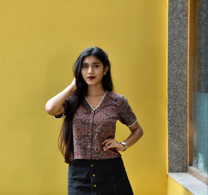 Ajrakh Button Down Top
