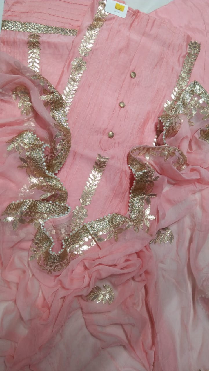 Chanderi Unstitched Fabric Dress Material