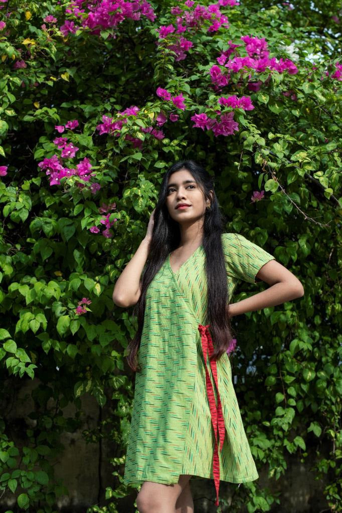 Handloom Ikat Wrap Dress