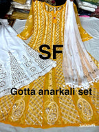 Chikankari Anarkali Sharara with gotta patti work