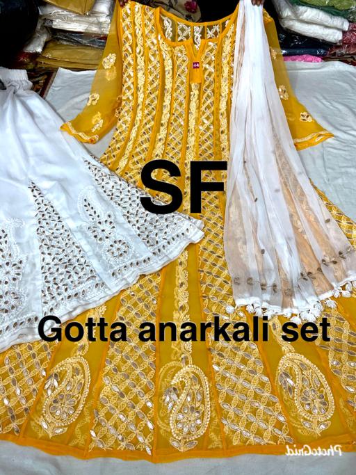 Chikankari Anarkali Sharara with gotta patti work