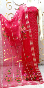 Beautiful Chinnon Shirt Organza Dupatta Shantoon Bottom