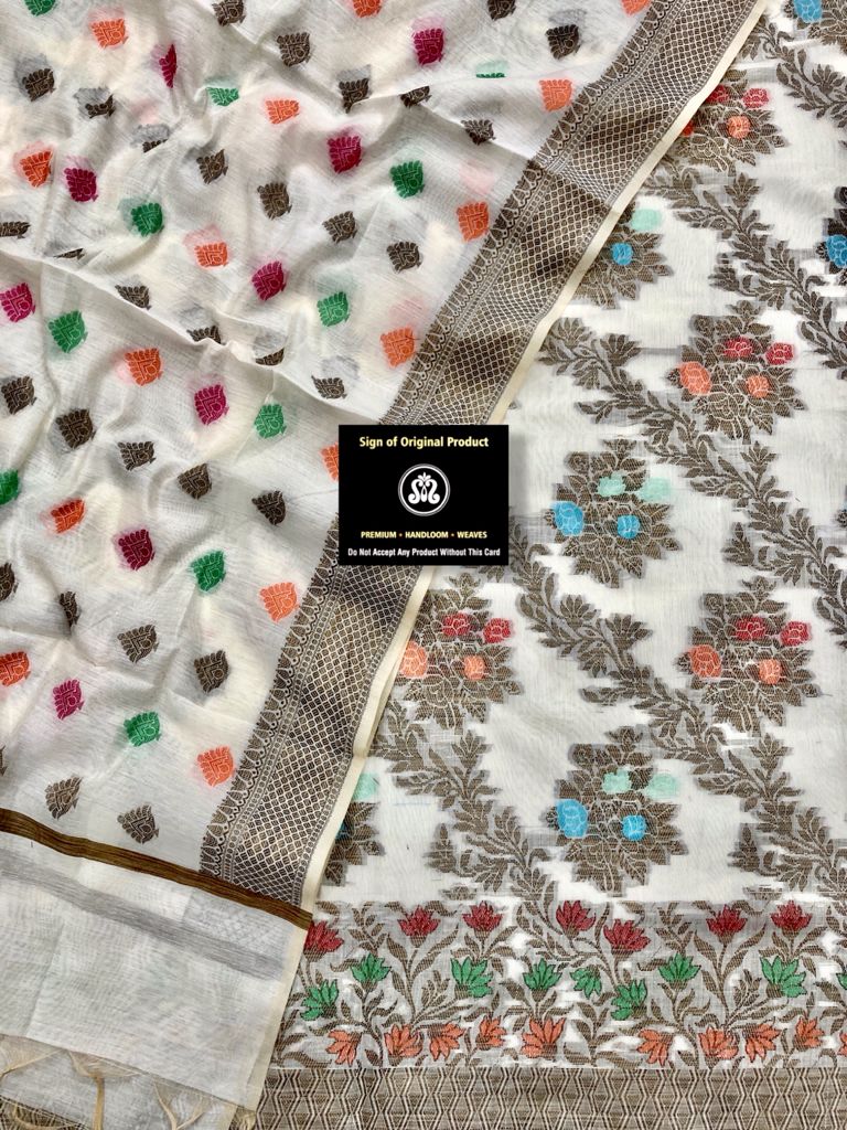 Benarsi Cotton Silk Suit with Zari and Resham weaving