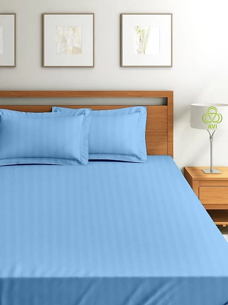 Satin Stripes King-Size Fitted Bedding Set