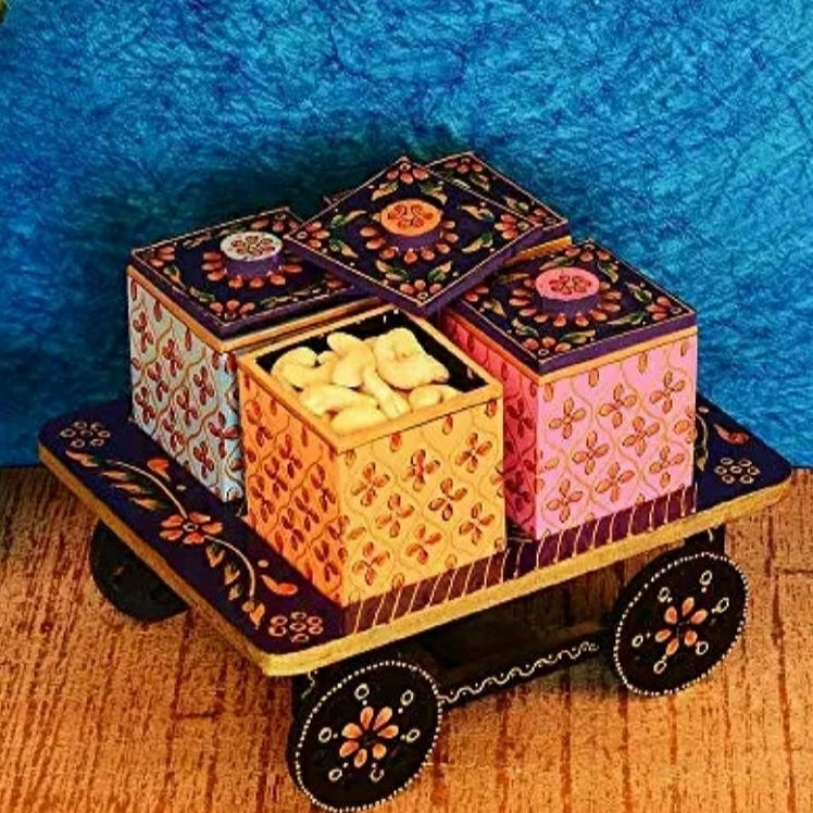 Dry fruit cart with 4 boxes