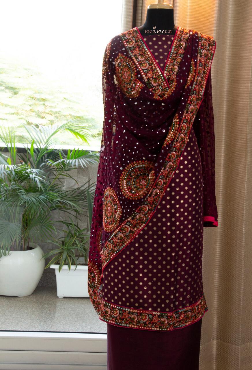 Opara Silk Suits with heavy embroidery dupatta