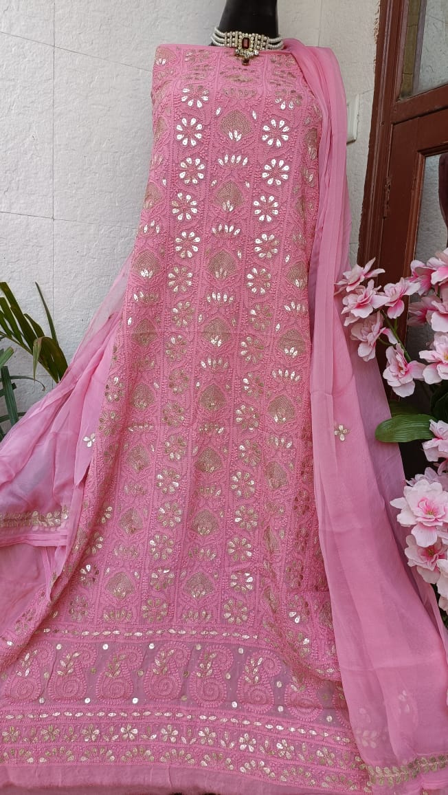 Viscose Georgette Gorgeous Chikankari Kurta n Dupatta Set