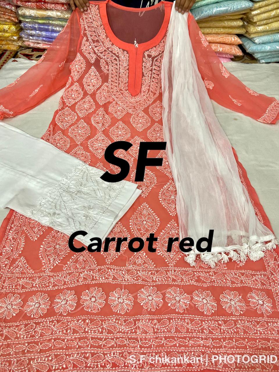 Chikankari Kurti Pant with Barfi Boota Embroidery