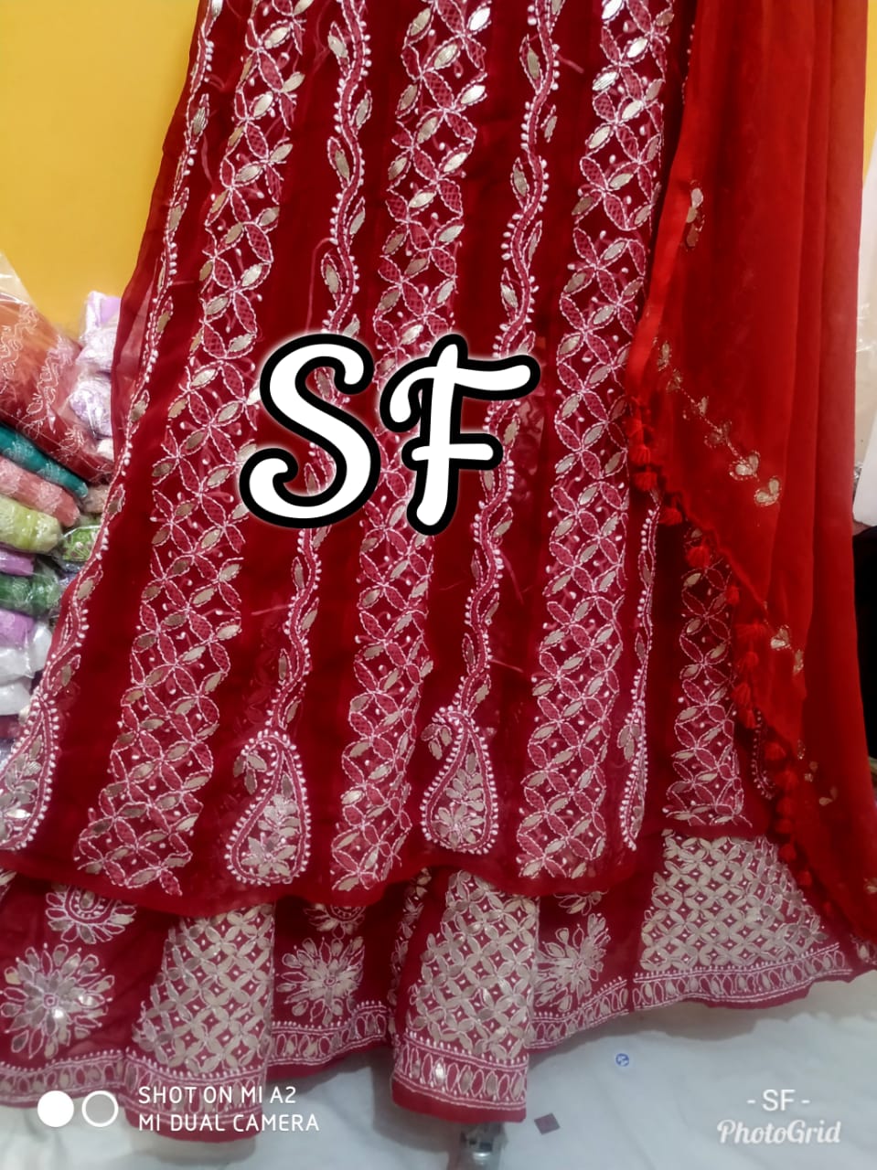 Chikankari Anarkali Sharara with gotta patti work