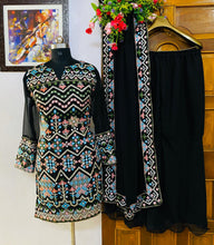 Load image into Gallery viewer, Embroidered Georgette Kurti Palazzo