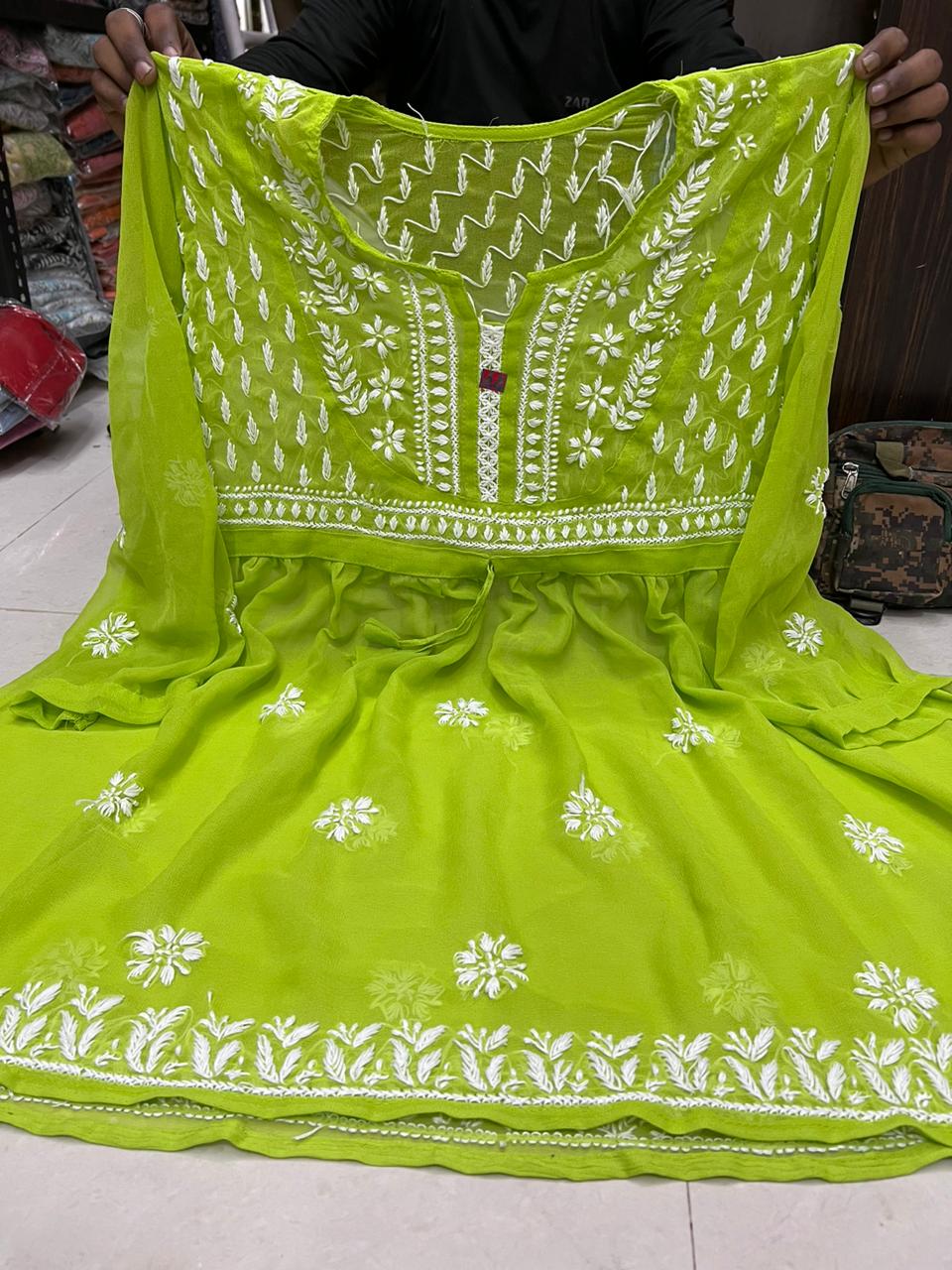 Georgette Chikankari Short Kurtis/Tops