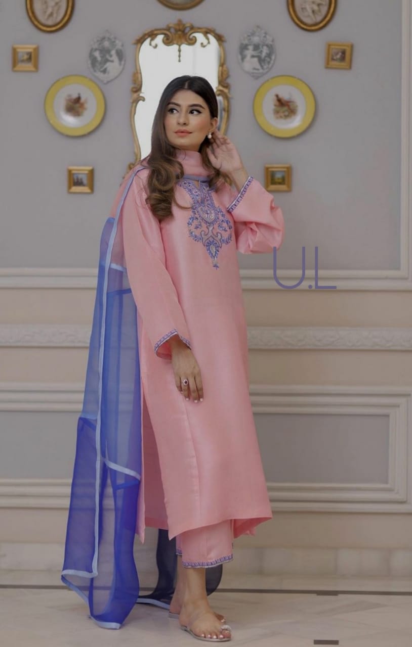 Chanderi Silk Embroidered Set