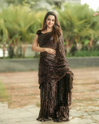 Golden Sequins Embroidered Saree