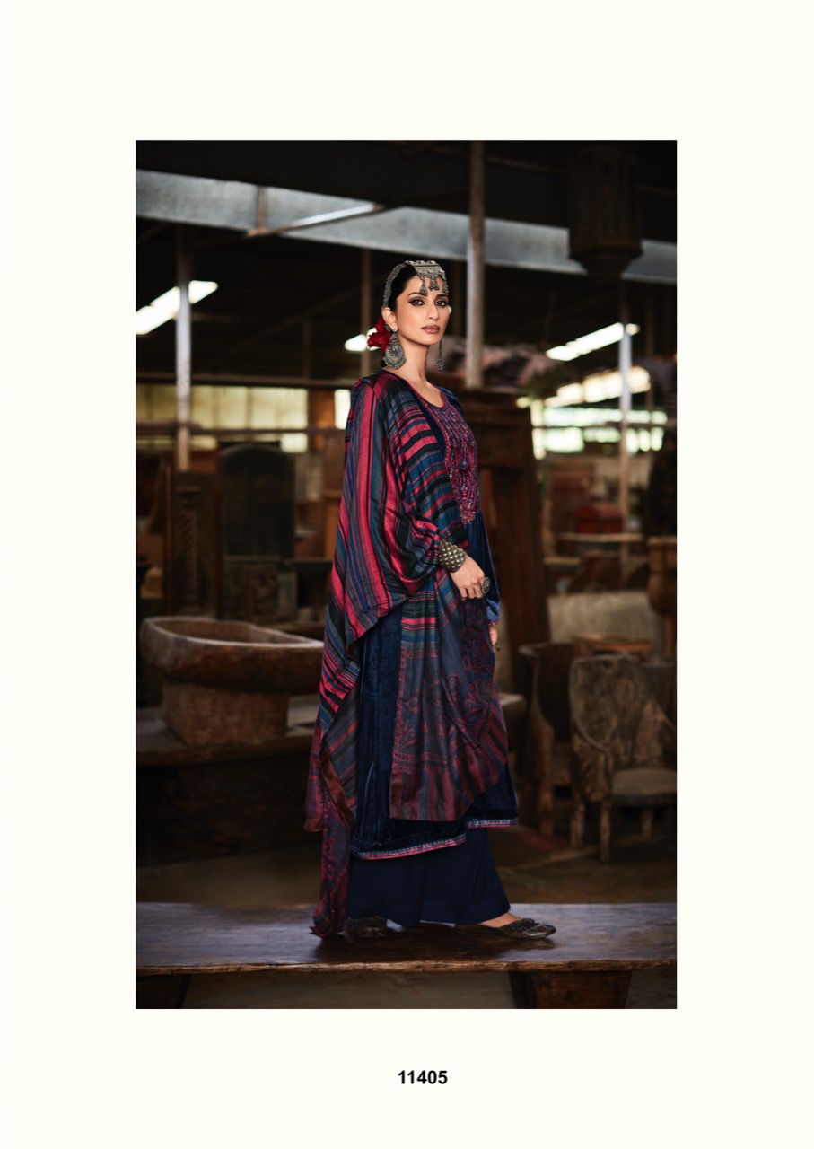 Velvet Embroidery Top n Stole with Pashmina Bottom