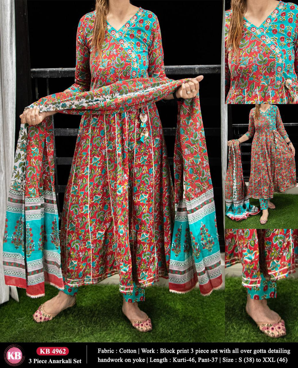 Cotton Anarkali 3 piece set (KB)