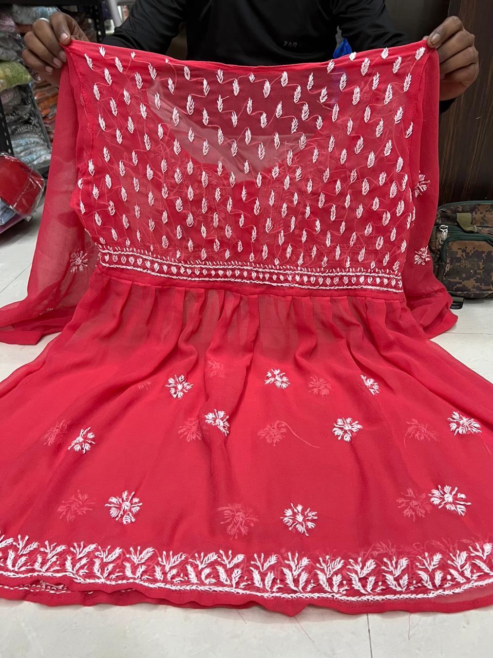 Georgette Chikankari Short Kurtis/Tops